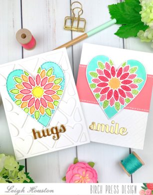 Birch Press Designs Stitched Dahlia Heart Cards | By Leigh Houston