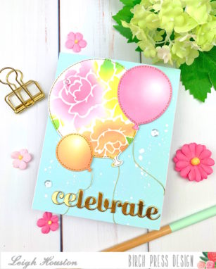 Stenciled and Stitched Balloon Card | By Leigh Houston