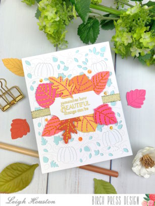 Stitched Leaves with Birch Press Designs Autumn Breeze Layering Dies | By Leigh Houston