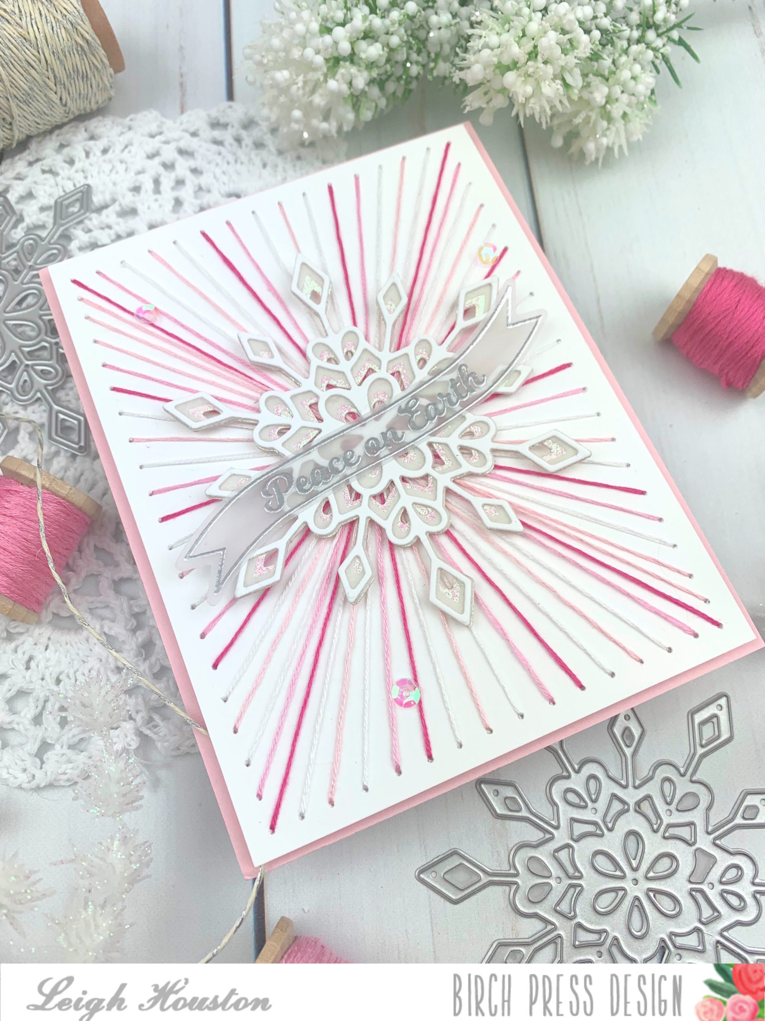 Press Card String String Art Holiday Card Featuring Birch Press Designs Frosty Flake ...
