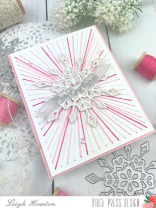 String Art Holiday Card Featuring Birch Press Designs Frosty Flake Layering Dies