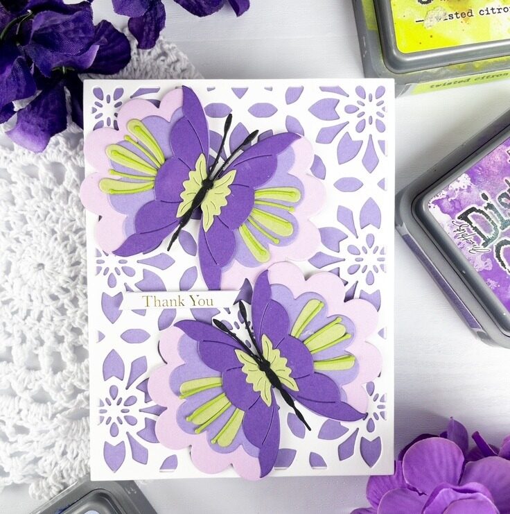 Block Print Passion Fruit Flower Butterflies | by Crystal Komara